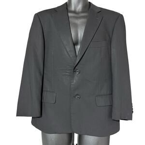 EMANUEL EMANUEL UNGARO Mens Black Solid Two-Button Wool Suit Jacket Size 40S/34W